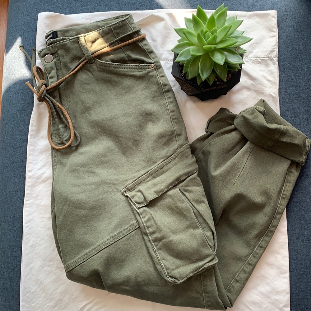 American Bazi High Waist Roll Up Cargo Pants